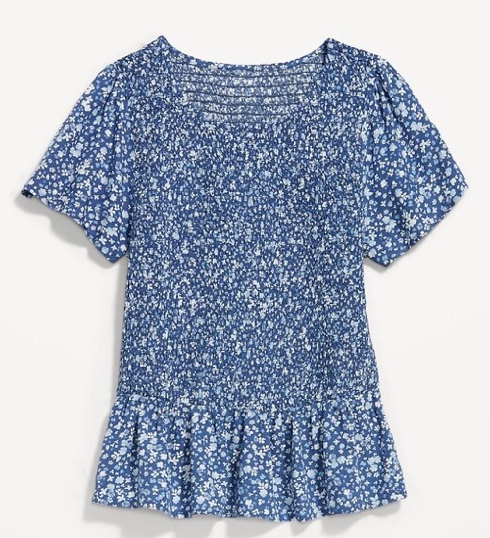 Old Navy Blue Floral Peplum Top Size XL